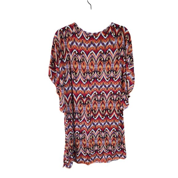 Trixxi Womens Boho Multicolor Chevron Print Short Sleeve Tunic Dress Size M - Picture 2 of 3